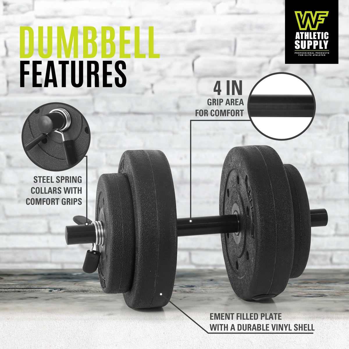 Vinyl Dumbbell Set 40LB All-Purpose with 2.5LB & 7.5LB Weights and Spring Collars for Strength Training & Home Gym Workouts for Everyday Use - product image 13