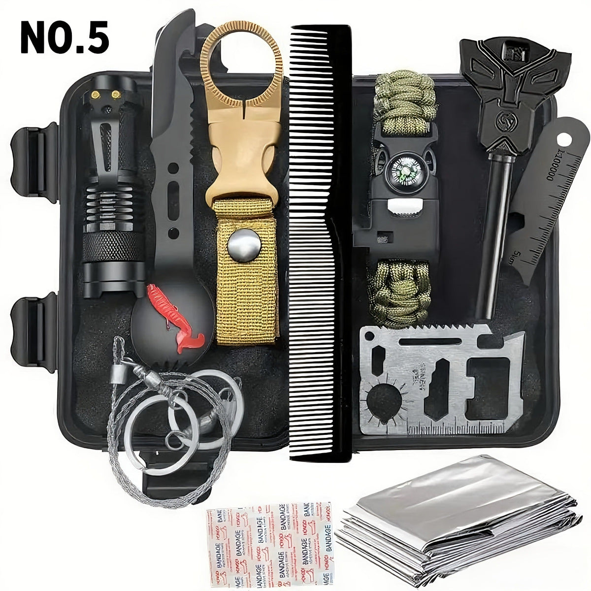 Tactical Survival Kit Multi-Tool Box | Emergency Outdoor Gear with Magnesium Fire Starter, Flint & First Aid Supplies for Camping, Hiking, Hunting & SOS - product image 13