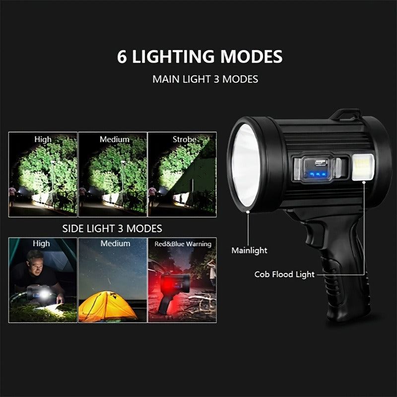Waterproof LED Flashlight 6 Modes 3 Color Filters Solar USB Rechargeable IPX4 Torch for Hunting Camping Boating Hiking Emergency for Patio & Backyard Use - product image 15