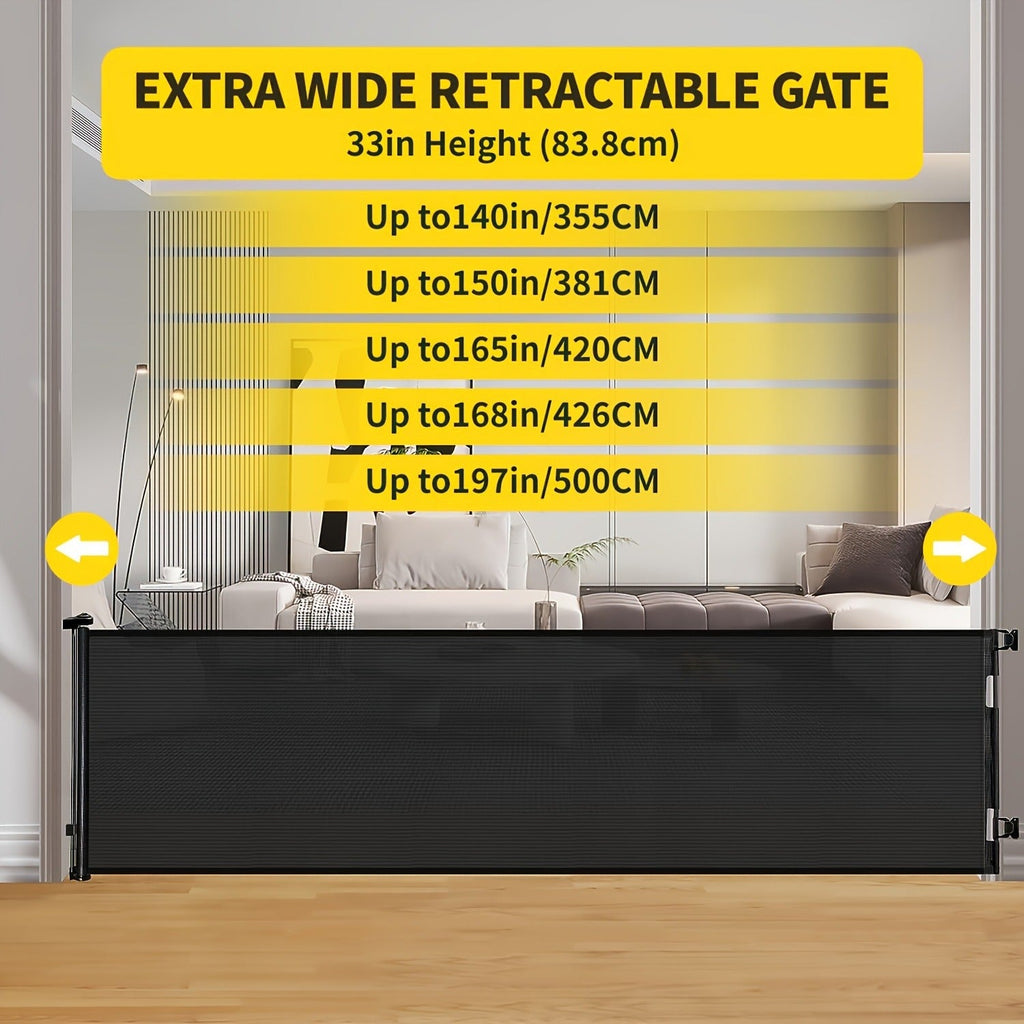 Extends 55" to 197" Wide, Child Safety Gate for Doorways Stairs Hallways, Indoor & Outdoor Use, Black / White / Gray, 6 Size Options – Retractable Baby Gate - product image 14