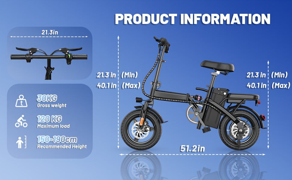 48V 10AH Removable Battery 350W Motor | Folding E-Bike 14" - product image 8