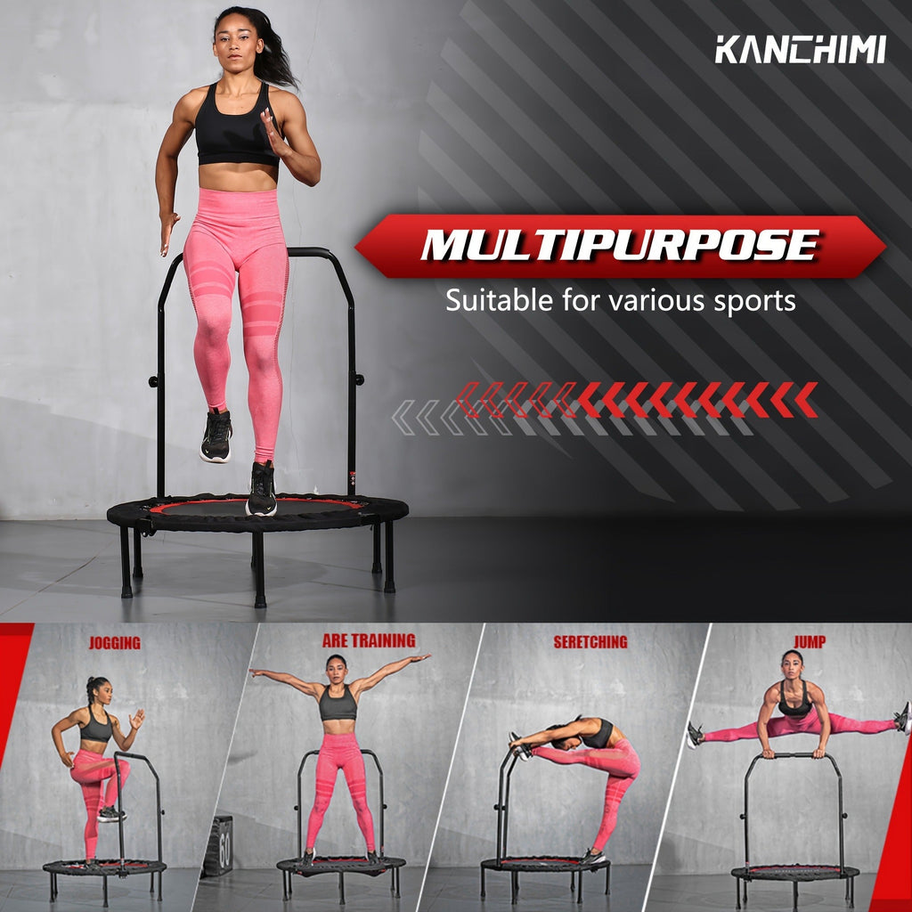 40" Foldable Mini Trampoline Rebounder for Adults & Family Indoor Fitness, Weight Loss & Cardio Workout | Small Jumping Bed for Home Gym