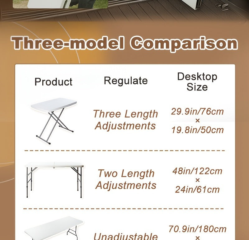 Folding Picnic Table Travel-friendly Plastic Camping Table Indoor Outdoor with Carrying Handle Lock 4FT 6FT Featherlight Fold Up Dining Table for Camping - product image 17