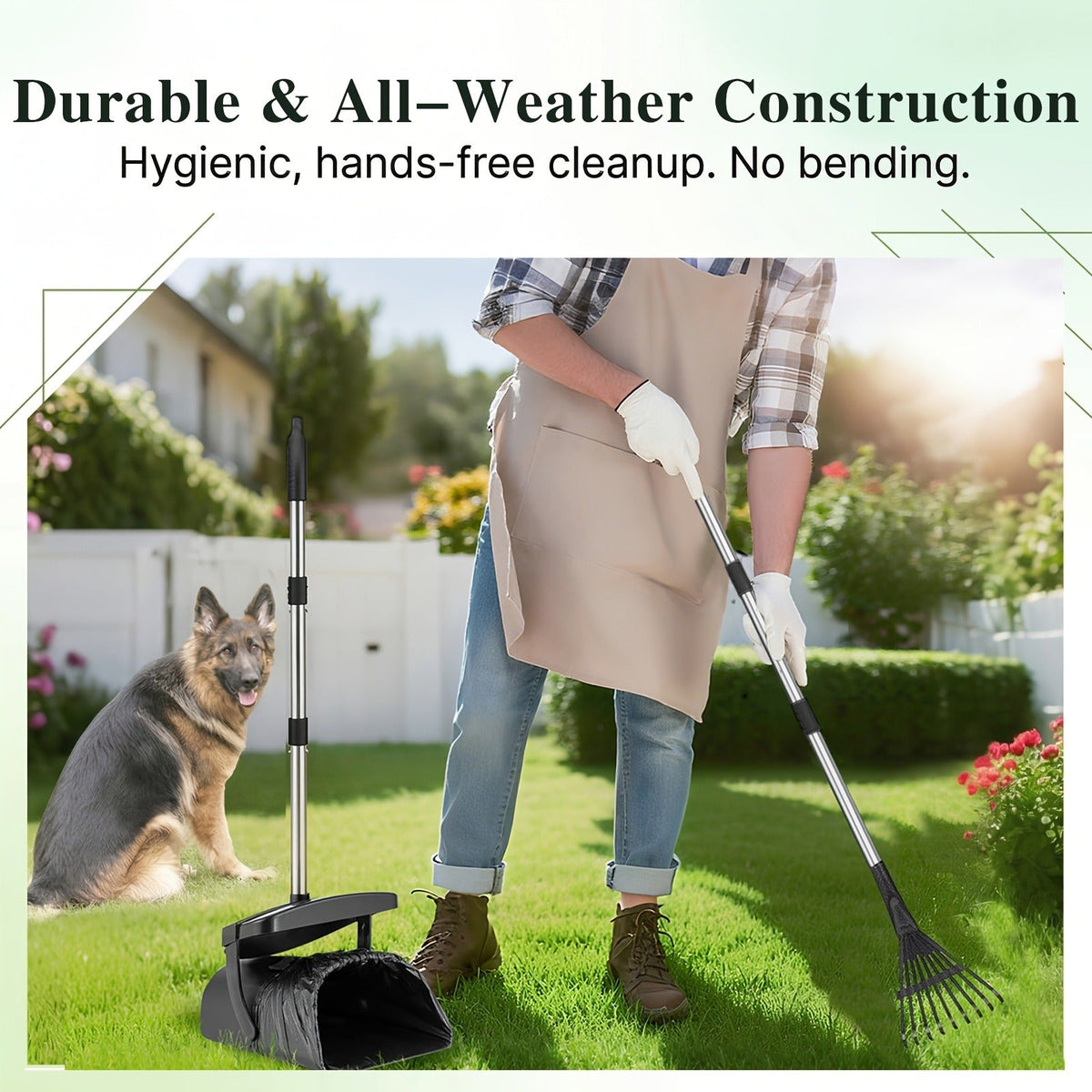 Dog Pooper Scooper with Long Handle & Swivel Bin – Heavy Duty Rake Spade Set, 40 Waste Bags Included, Pet Waste Removal for Yard Grass Gravel - product image 7