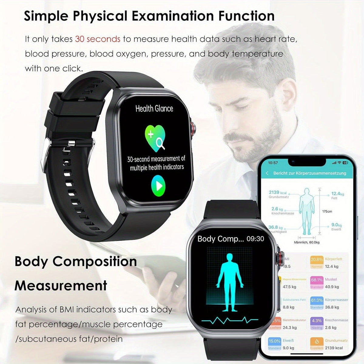 Smartwatch 2.04" Display – Bluetooth 5.3 Calling – 530mAh Battery – NFC – Multi-Sport Modes – Voice Assistant – Menstrual & Weather Forecast – SOS – Magnetic - product image 15