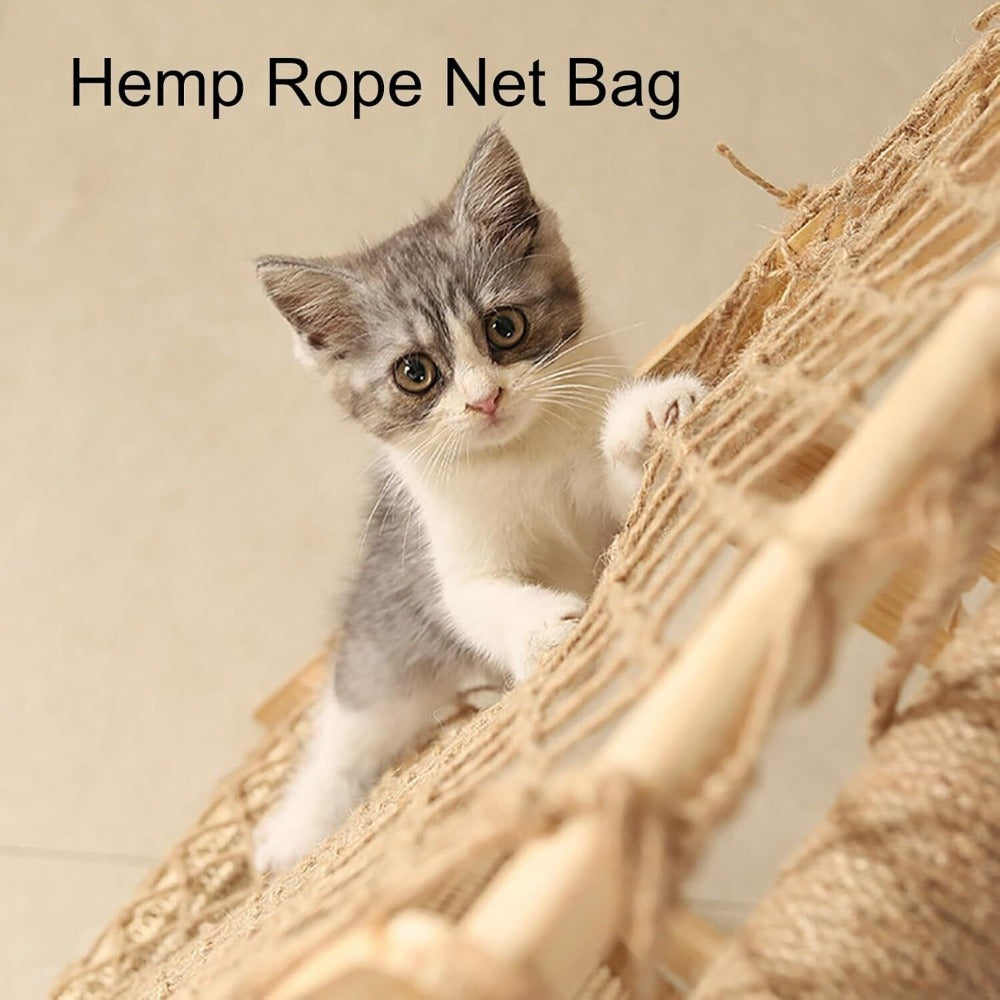 Bamboo Stable Cat Climbing Tower for Indoor Cats, Kittens & Small Cats, Space-Saving Design | Cat Tree Triangle Cat Tower with Sisal Scratching Posts, Soft - product image 7