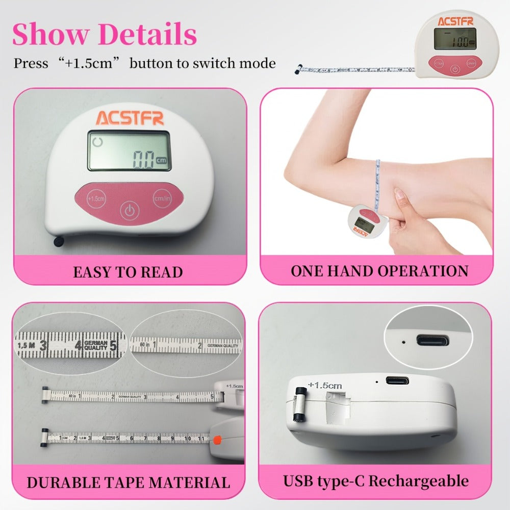 Digital Body Measuring Tape 60 Inch 150cm Smart Retractable Electronic Tape Measure for Weight Loss Waist Hip Chest Arm Body Measurement USB Rechargeable Fitness Tracker Tool - product image 4