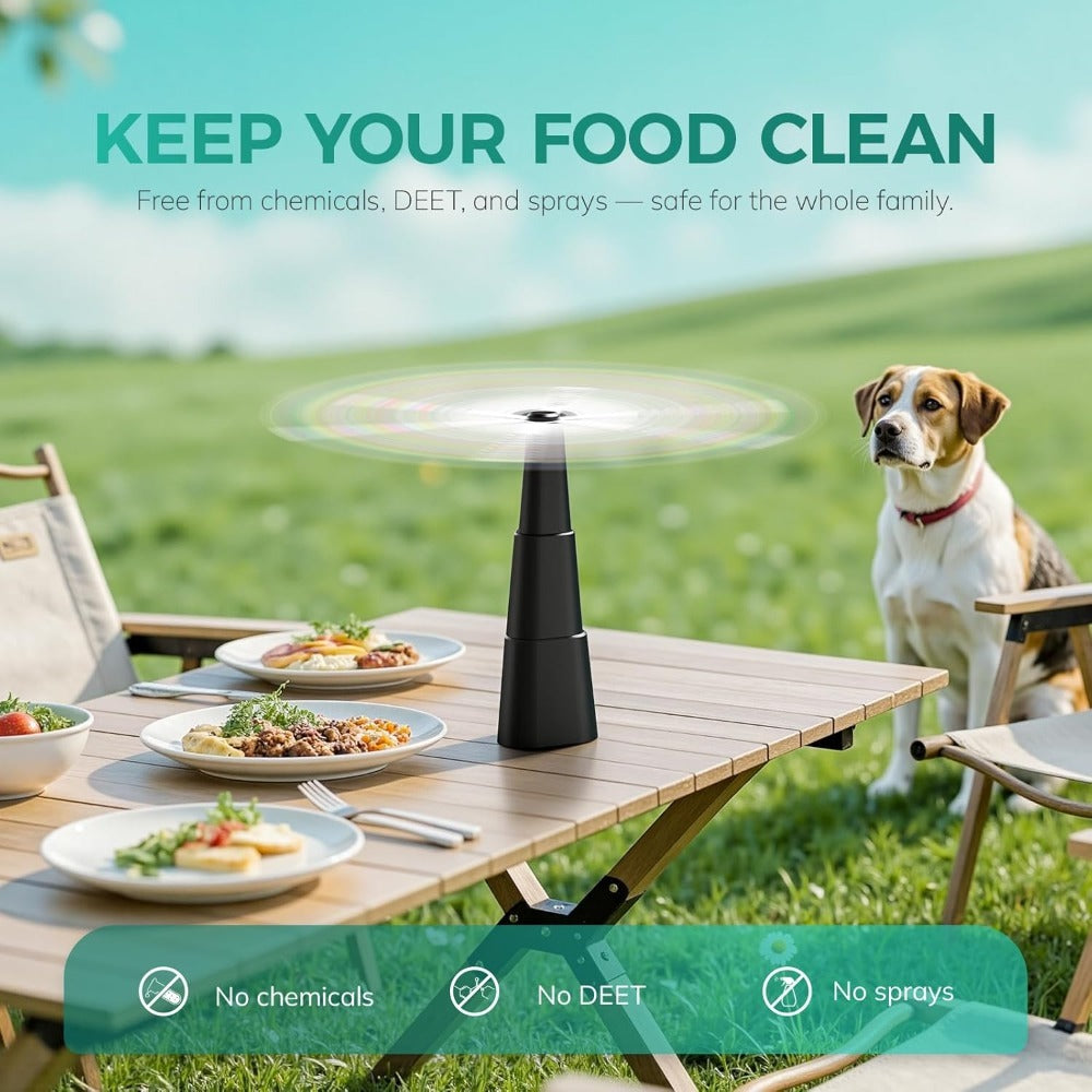 Outdoor Food Fan 4-Pack Battery Powered Silent Table Fan with Hook for Picnic BBQ Patio Party Restaurant Desktop Home Food Protection Black - product image 2