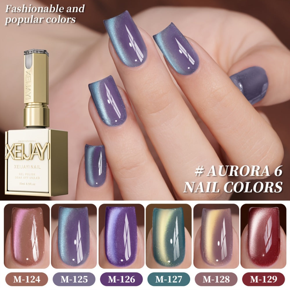 Magnetic Cat Eye Gel Nail Polish Set 6 Colors Aurora Dopamine Bubble Summer - Color Shifting Shiny Luster Soak-Off UV LED Salon Quality Nail Art Kit for Women Spring Summer Trendin - product image 2