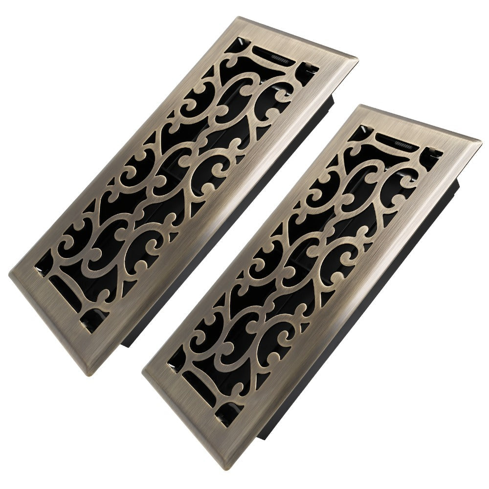 Floor Vent Register Cover 4x10 Inch Heavy Duty Walkable Steel Decorative Air Vent Grille Adjustable Airflow for Home HVAC 2-Pack Savannah Boston Design Multi Finish - product image 9
