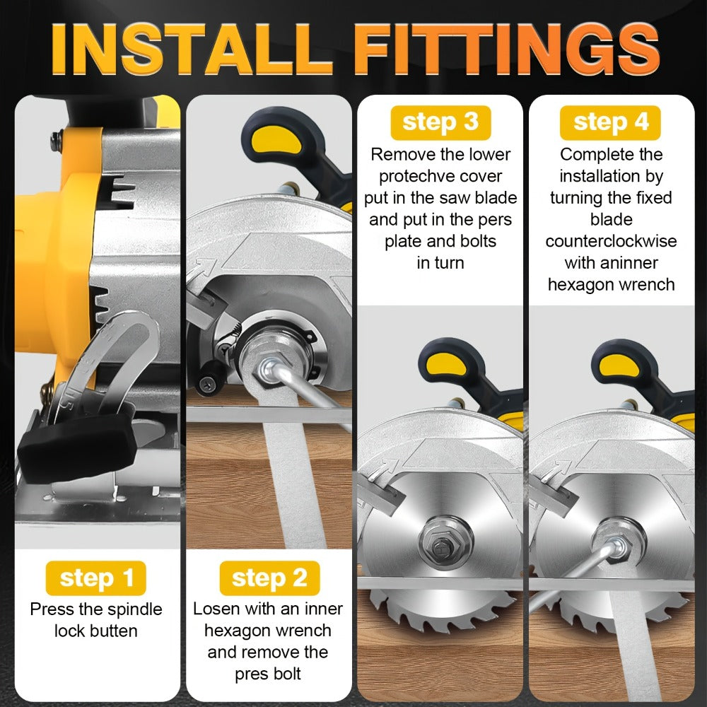 Brushless Circular Saw Kit 5-Inch 6900RPM with 4000mAh Battery Charger 4 Blades 45 Degree Bevel Cordless Wood Cutting Saw for Woodworking Garden DIY Projects - product image 7