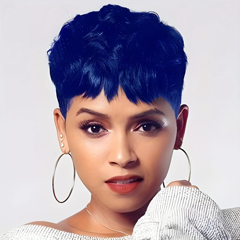 Body Wave Pixie Wig 8 Colors Short 4 Inch Synthetic Heat Resistant Rose Net Cap – Black Brown Red Blue Purple Green | Women Daily Wear Party Cosplay Fashion Wig - product image 6