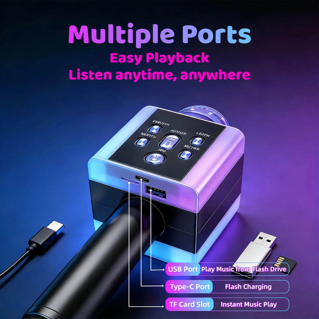 Wireless Karaoke Microphone Speaker with LED Lights and Fun Voice Changer - Portable Singing Mic, Perfect for Holiday Parties, Christmas Family Gatherings, New - product image 35