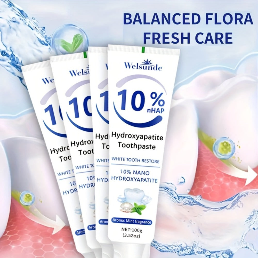 Hydroxyapatite Toothpaste 4-Pack – 10% Nano Formula with Baking Soda, Deep Cleaning & Whitening Gel, Mint Fresh Breath, Fluoride-Free Daily Oral Care for Everyone, Home & Travel Sl - product image 8