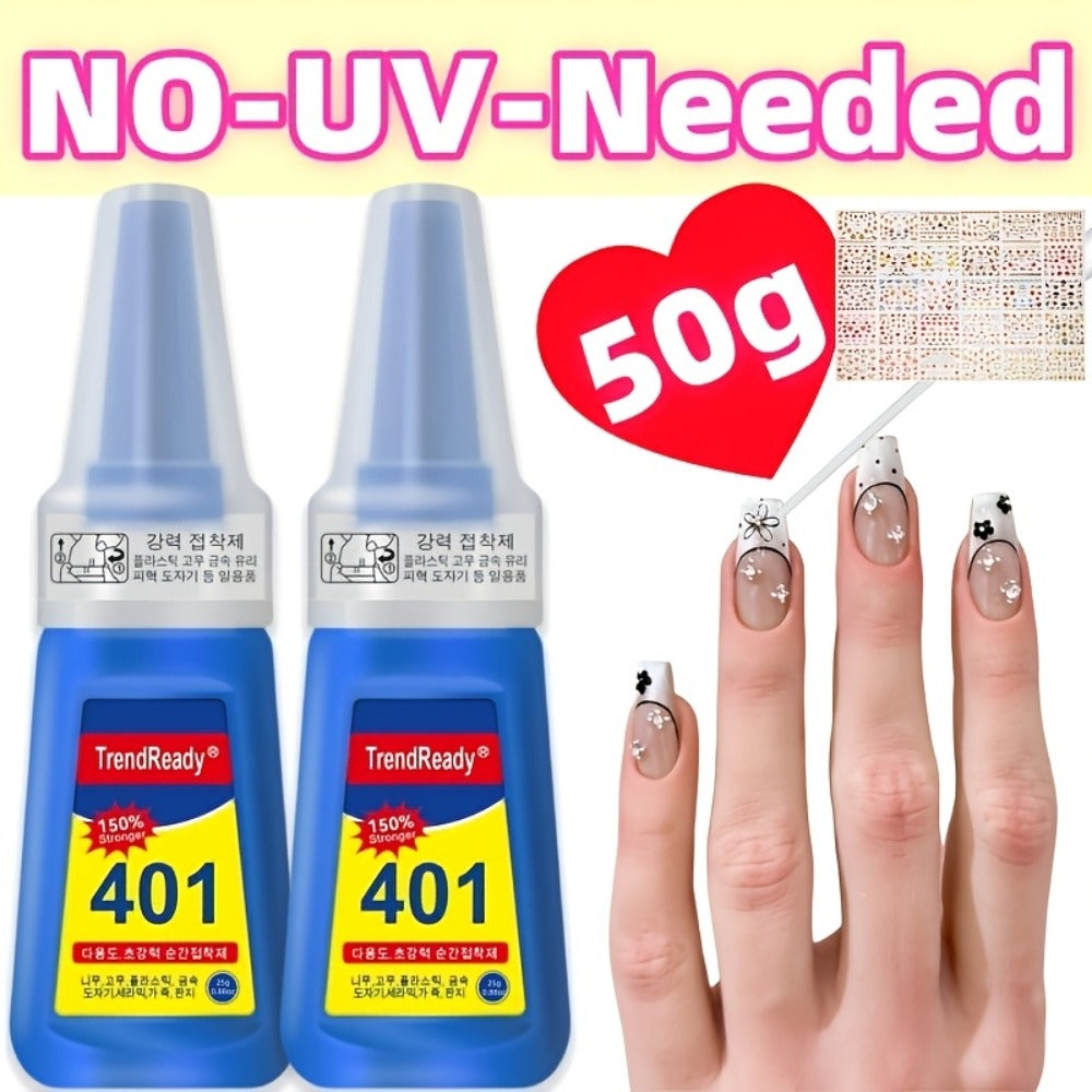 Waterproof Nail Adhesive Tabs with Nail Stickers 0.85oz Dropper Tip Bottle - Extra Strong Alcohol-Free Quick Release Long Wearing Salon Formula for Press On Nails & Nail Art Women  - product image