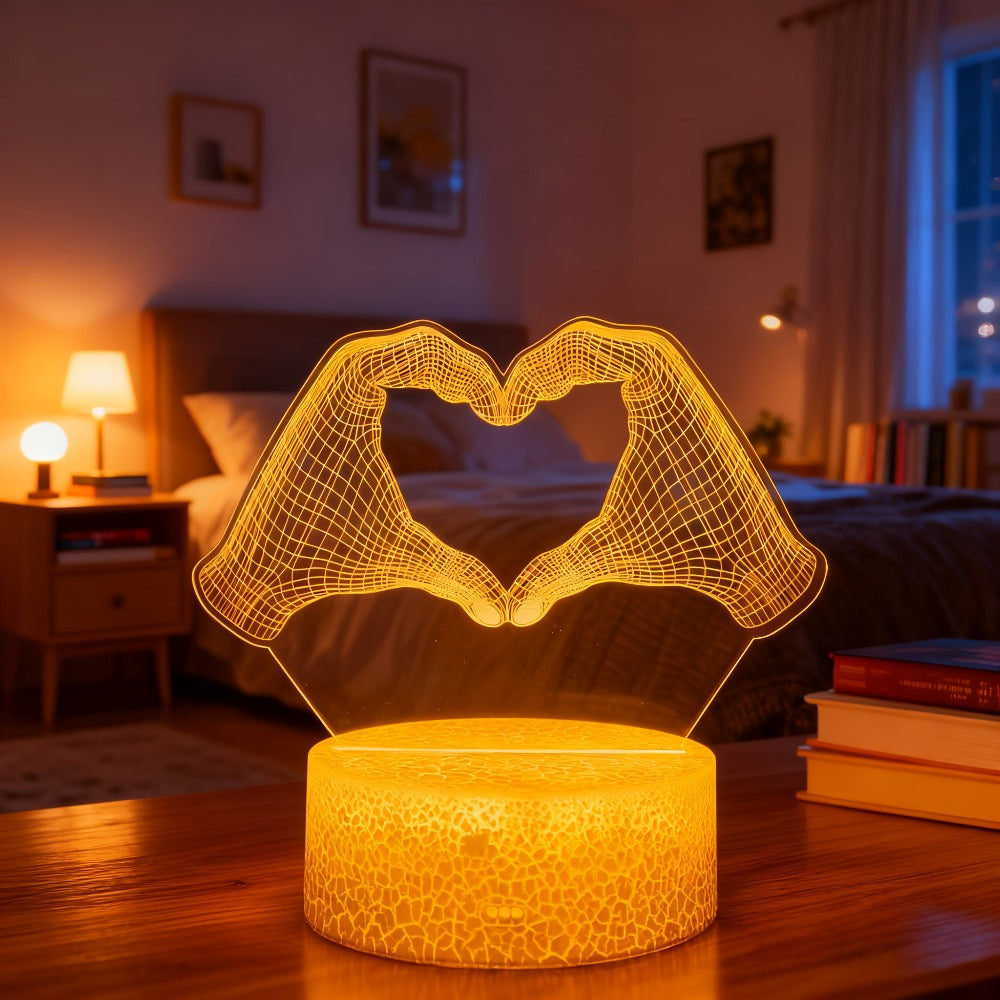 3D Heart Hands LED Night Light 16 Color Changing Optical Illusion Lamp Touch Remote Control Dimmable Bedside Table Lamp for Bedroom Valentine Gift Birthday Housewarming - product image 8