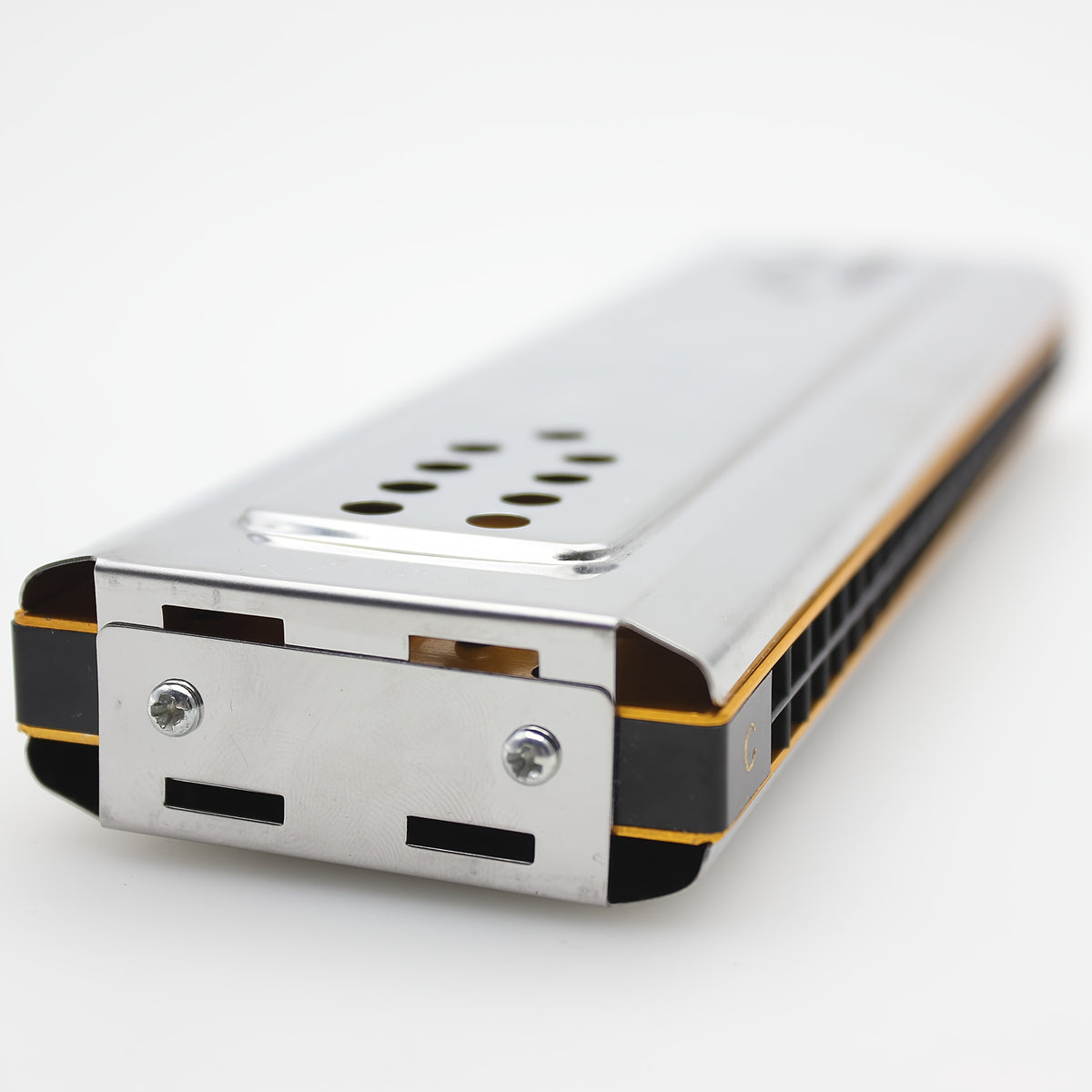 Swan 24-Hole C&G Tuned Diatonic Harmonica, Double-sided Metal with Polished Finish, Includes Cleaning Cloth and Box (Cleaning Cloth Color May Vary) - Swan Harmonica for Beginners and Professionals