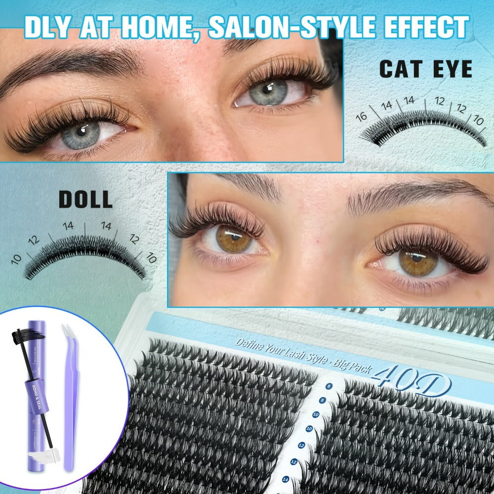 800Pcs Fluffy Wispy Lash Clusters Kit — 30D 40D Mixed Length 8-16mm DIY Eyelash Extensions with 2-in-1 Bond & Seal Glue and Tweezers, Natural Long-Lasting Cluster Lashes for Everyd - product image 4