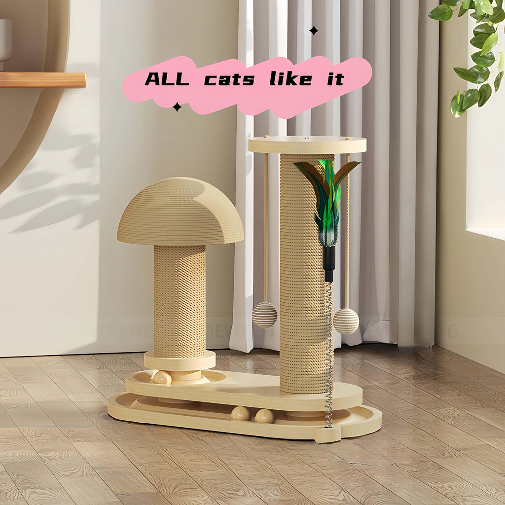Cat Tree Solid Wood Space-saving Vertical Cat Climbing Structure with Sisal Scratching Post & Integrated Scratch Board | Self-Play Cat Tower for Indoor Cats - product image 5