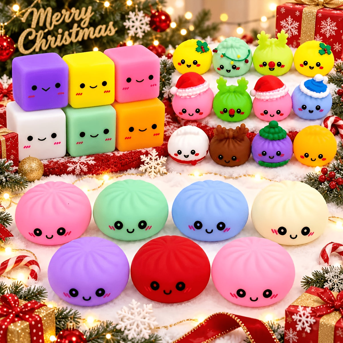 24pcs Christmas Small Bun-Shaped Party Toys, Plus 1pc Toy As Gift, Totaling 25pcs Christmas Bun Set, Christmas Small Bun Countdown Set Is Suitable Holiday Gift - product image 6
