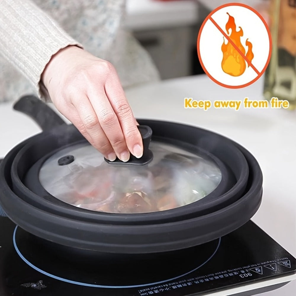Collapsible Microwave Cover Splatter Guard with Silicone Handle - BPA Free Foldable Food Cover Lid for Microwave Oven 8.5 9.8 10.5 11.8 Inch in Black Red Grey Blue - product image 7