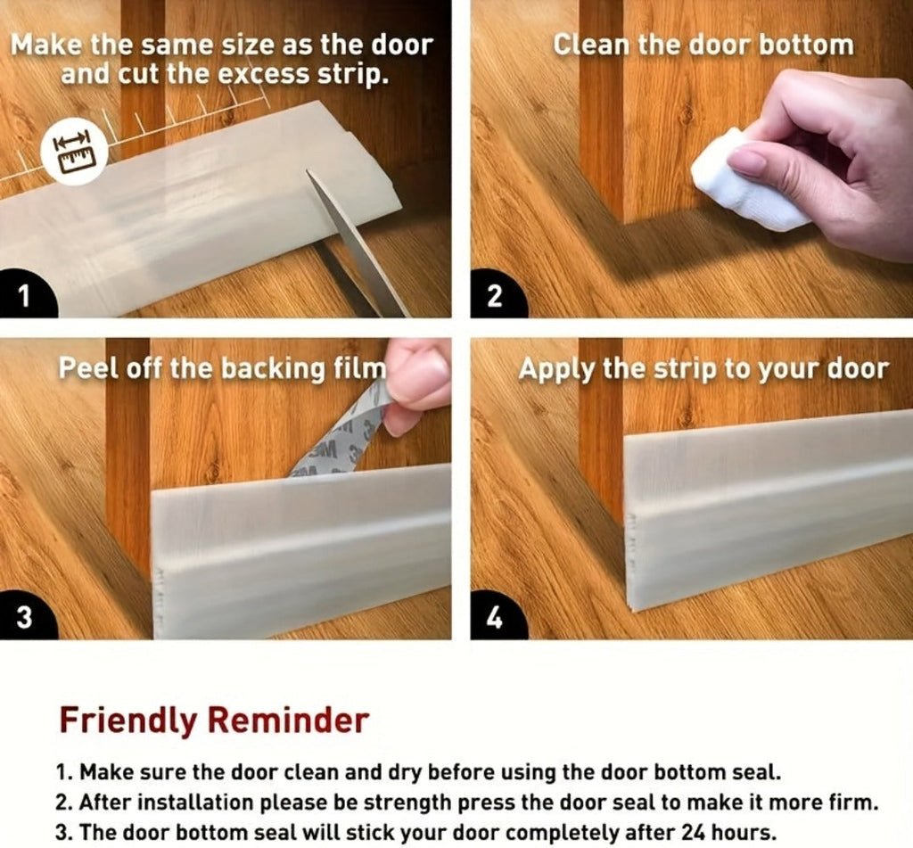 Door Draft Stopper Silicone Under Door Sweep Weather Stripping 39 Inch Strong Adhesive 3-Layer Sound Insulation Noise Blocker Energy Saving Seal for Indoor Outdoor Doors White Blac - product image 14