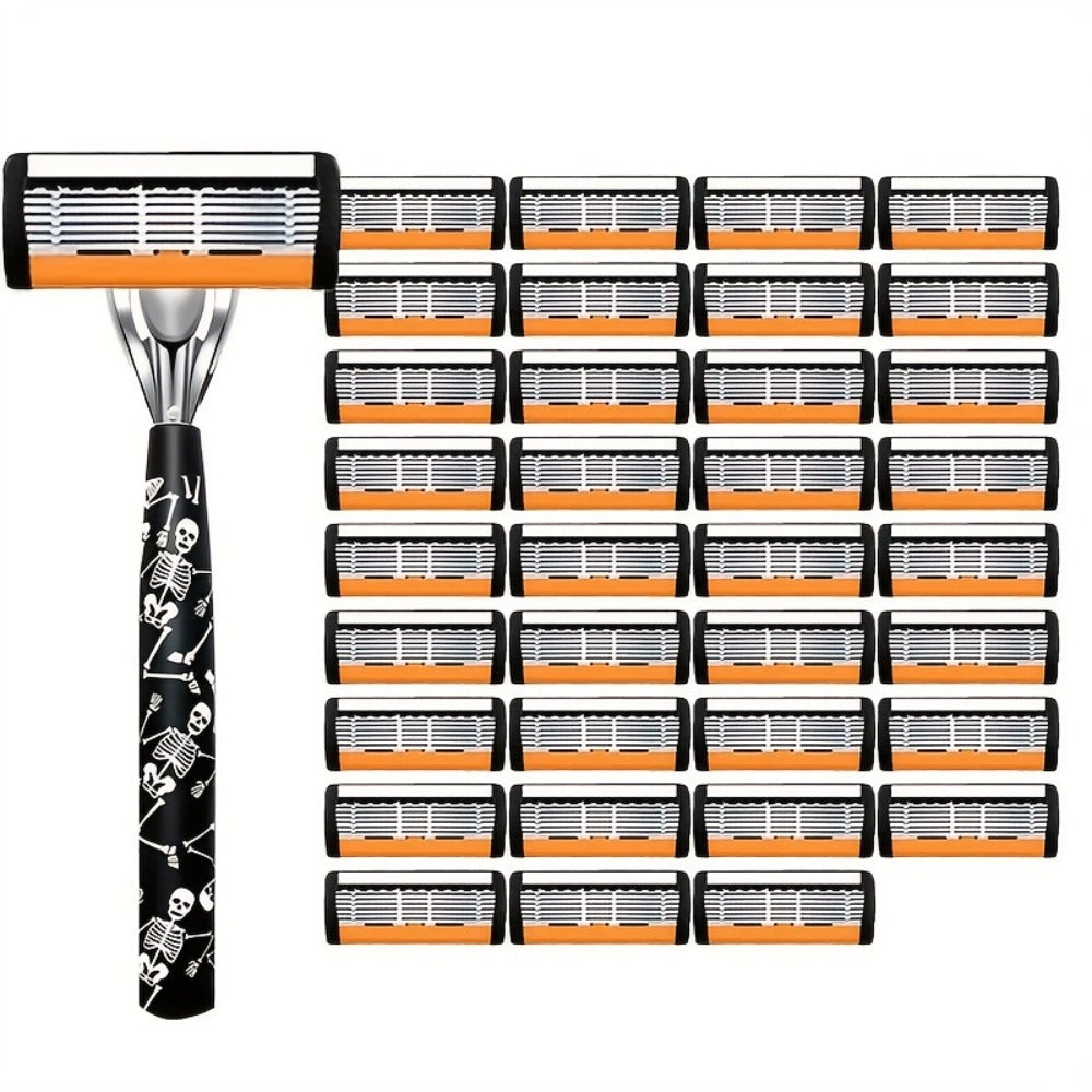 Safety Razor for Men 7-Layer Progressive Blades — Non-Slip Stainless Steel Handle Classic Double Edge Razor for Beard & Mustache Grooming, 1 or 2 Handle + 15–36 Blade Pack Options - product image 16
