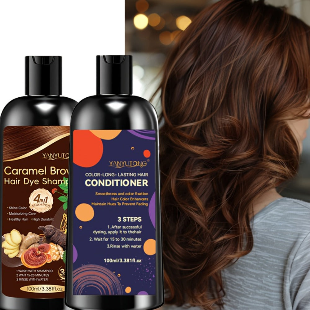 Gray Hair Coverage Shampoo and Conditioner Set — 4-in-1 Hair Dye with Ginger & Herbal Extracts, Long-Lasting Color for Women & Men, Gentle Moisturizing Formula, 3 Shades Available - product image 2