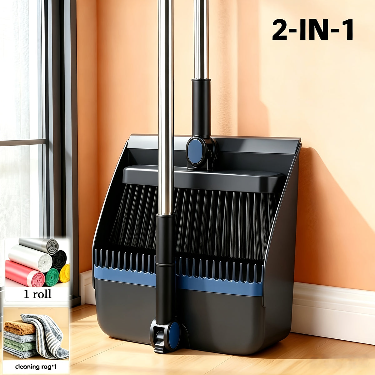 2-In-1|3-In-1|4-In-1 Household Broom with Dustpan Floor, Brush Set Foldable Broom with Dustpan Combo Set and Brush Household Cleaning Tool Set - product image 27