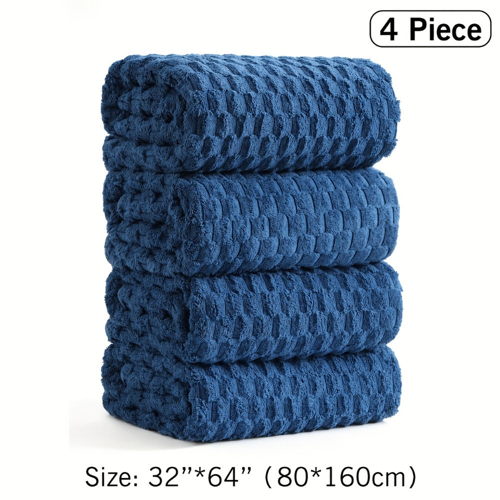 Oversized Bath Towel Set 800GSM 32x64 Inch Extra Large Microfiber - Ultra Soft Quick Dry Striped Spa Grade | Single or 4pcs Random Color | Beige White Light Blue Dark Gray | Modern - product image 9