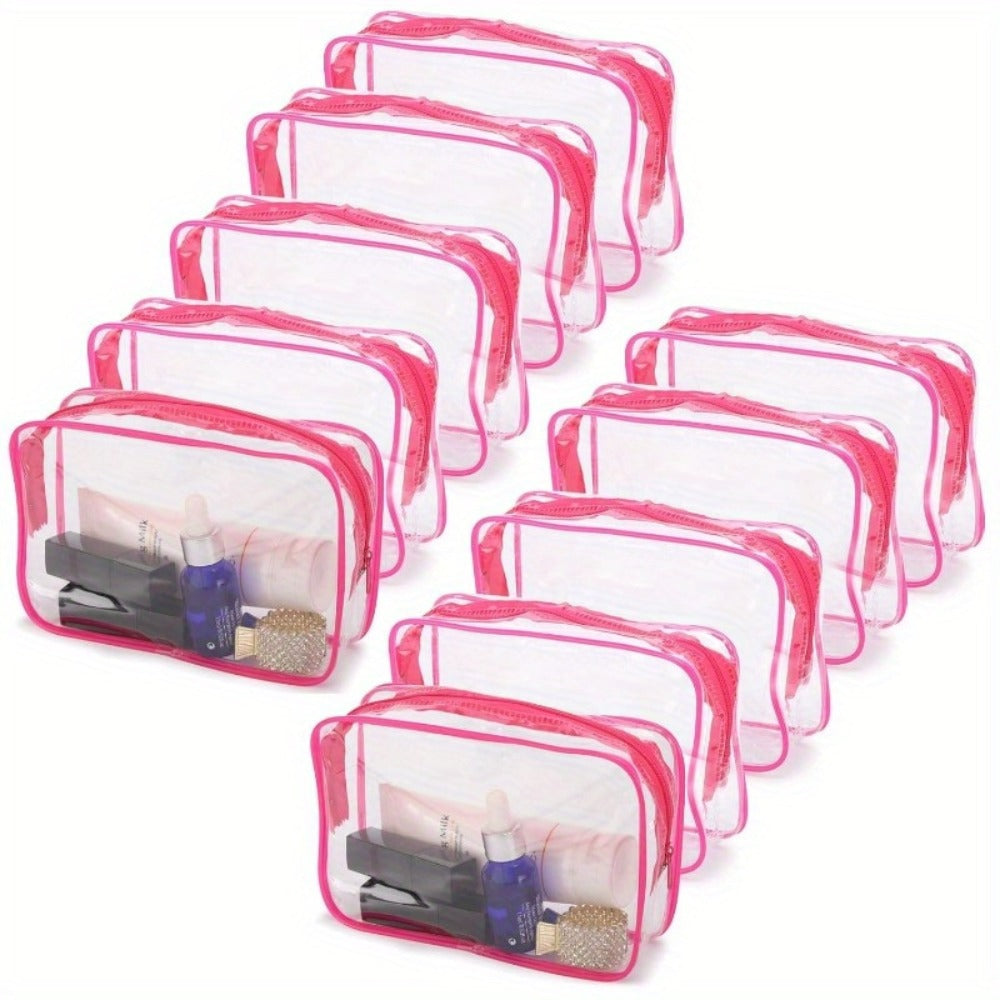 Clear PVC Makeup Bag Set 10 Pcs Transparent Waterproof Cosmetic Bags Reinforced Zipper TSA Approved Travel Toiletry Organizer See-Through Beauty Pouch Black - product image 9