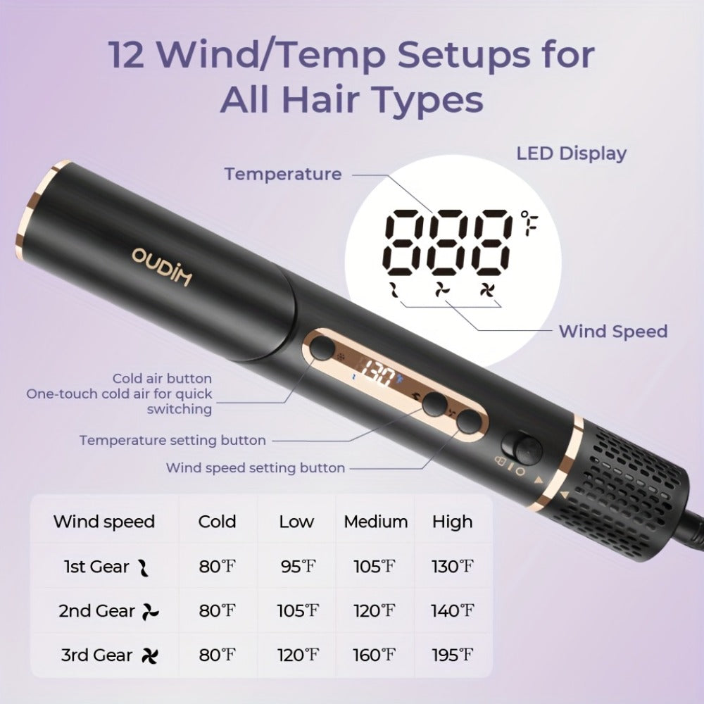Hot Air Brush 6-in-1 Negative Ion Hair Dryer Brush & Styler 110000 RPM High-Speed Blow Dryer with Curling Iron Straightener Auto-Winding Curler Foldable Handle Storage Bag - product image 18
