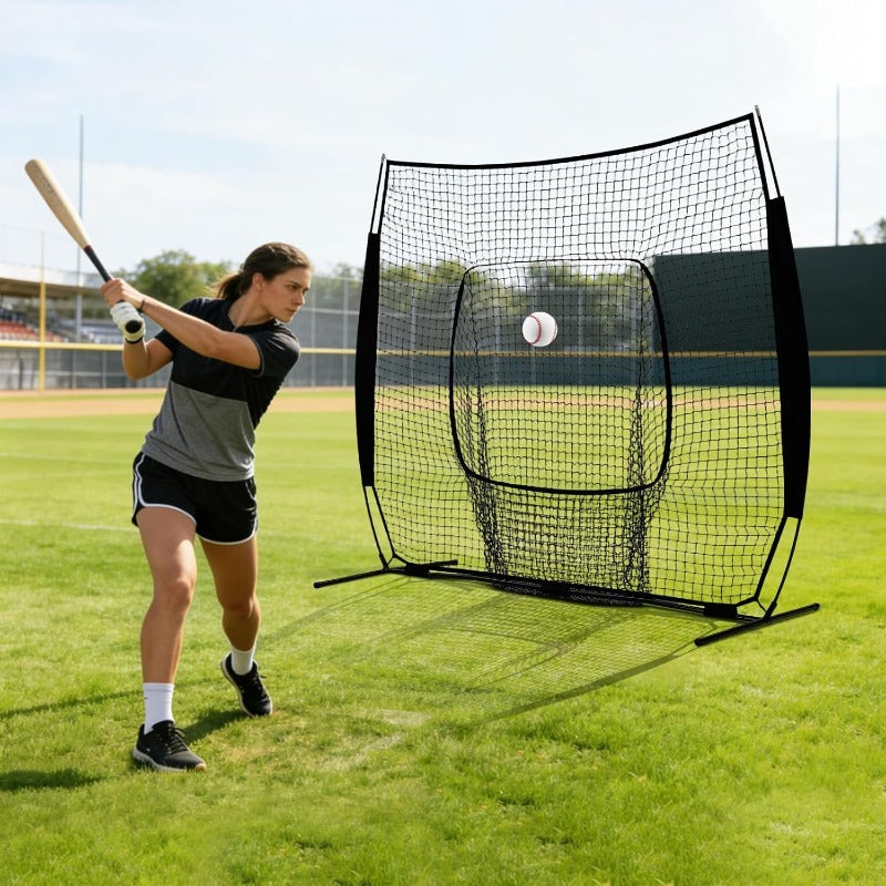 Batting & Pitching Practice for All Skill Levels, Black & Red Options | Baseball Softball Training Net 7x7ft with Arch Frame & Carry Bag - product image 11