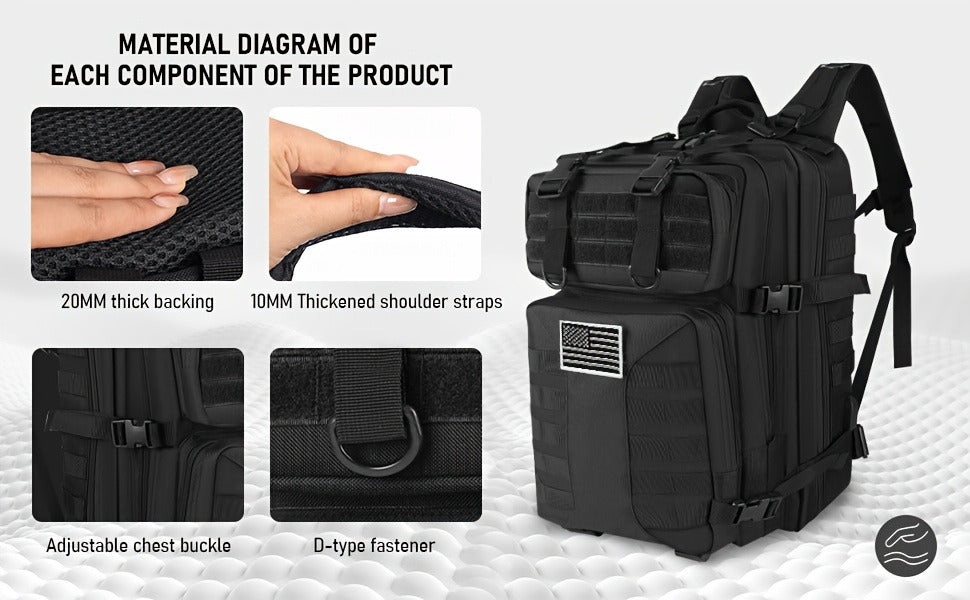 Large Capacity Molle Rucksack for Camping, Hiking, Hunting, Fishing & Travel, Unisex with Multiple Color Options | Tactical Military Backpack 50L - product image 25