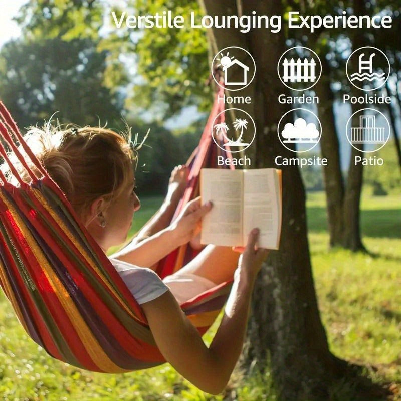 Camping Hammock Single Person Colorful Fabric Anti-Roll Design 330 lbs Capacity with Tree-Friendly Straps Carry-along Carrying Bag Outdoor Indoor Backyard - product image 17