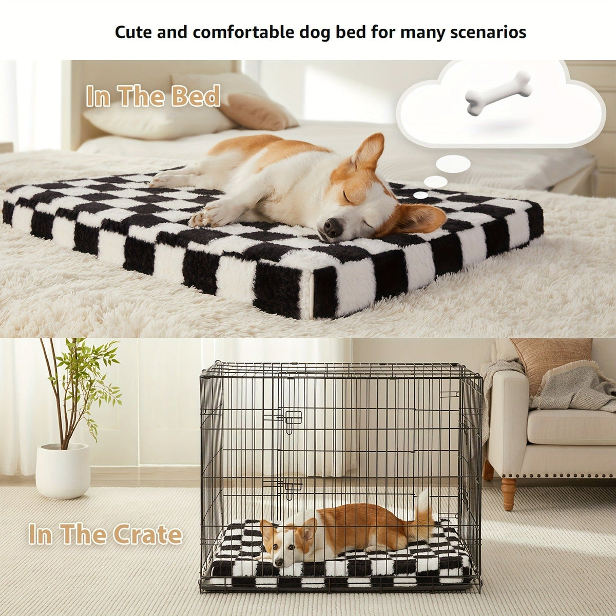 Non-Slip Bottom, Black & White Plaid, Soft Memory Foam Dog Sofa Bed for Small Medium Large Dogs, S M L XL XXL Sizes – Orthopedic Dog Bed with Removable - product image 17
