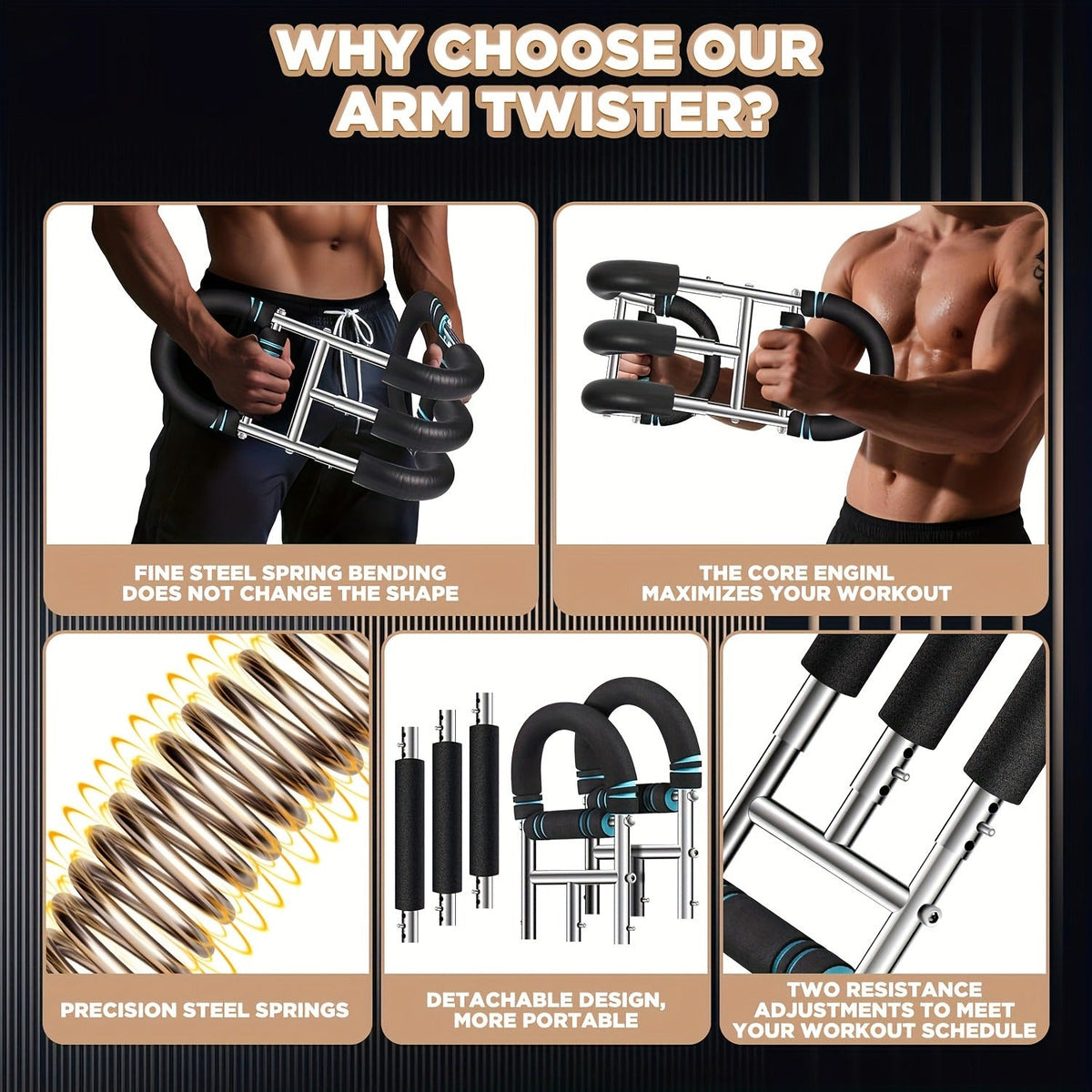 Arm Strength Trainer Three-Bar Chest Expander | Adjustable Multi-Level Resistance | Portable Detachable Forearm & Chest Workout Device for Home Gym | Strength - product image 16