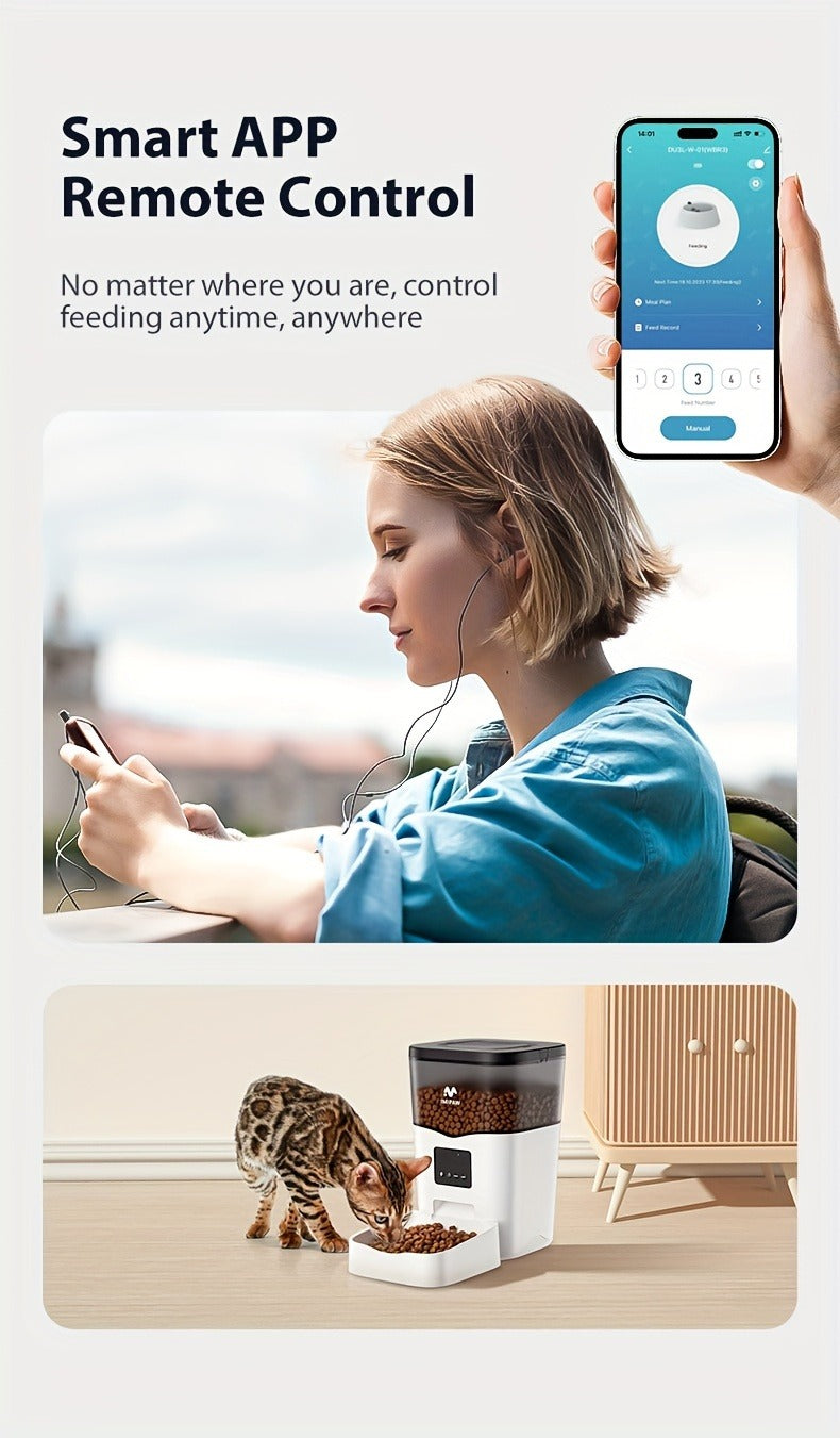 Smart WiFi Automatic Pet Feeder 101oz – App Control, Up to 10 Meals Per Day, HD Camera Option with 2.4G & 5G, Voice Assistant Compatible, USB Powered, Remote - product image 14