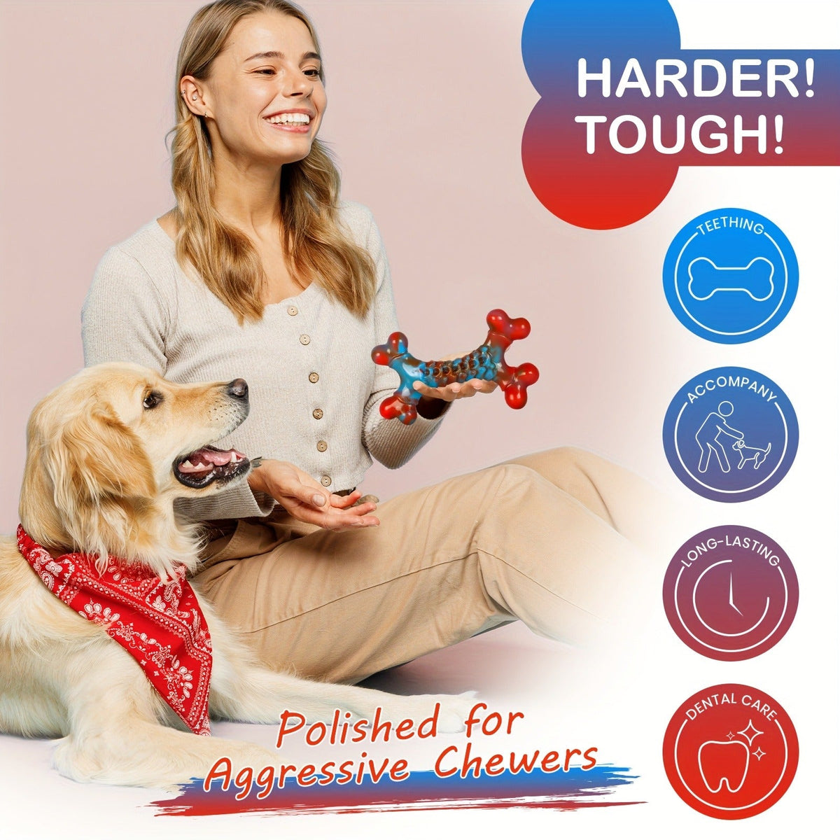Dog Chew Toys for Aggressive Chewers – Indestructible Tough Dog Toys for Large Breed Dogs, Sturdy Heavy Duty Chew Toy Bundle 5 Pack, Long-Lasting Rubber Dog - product image 5