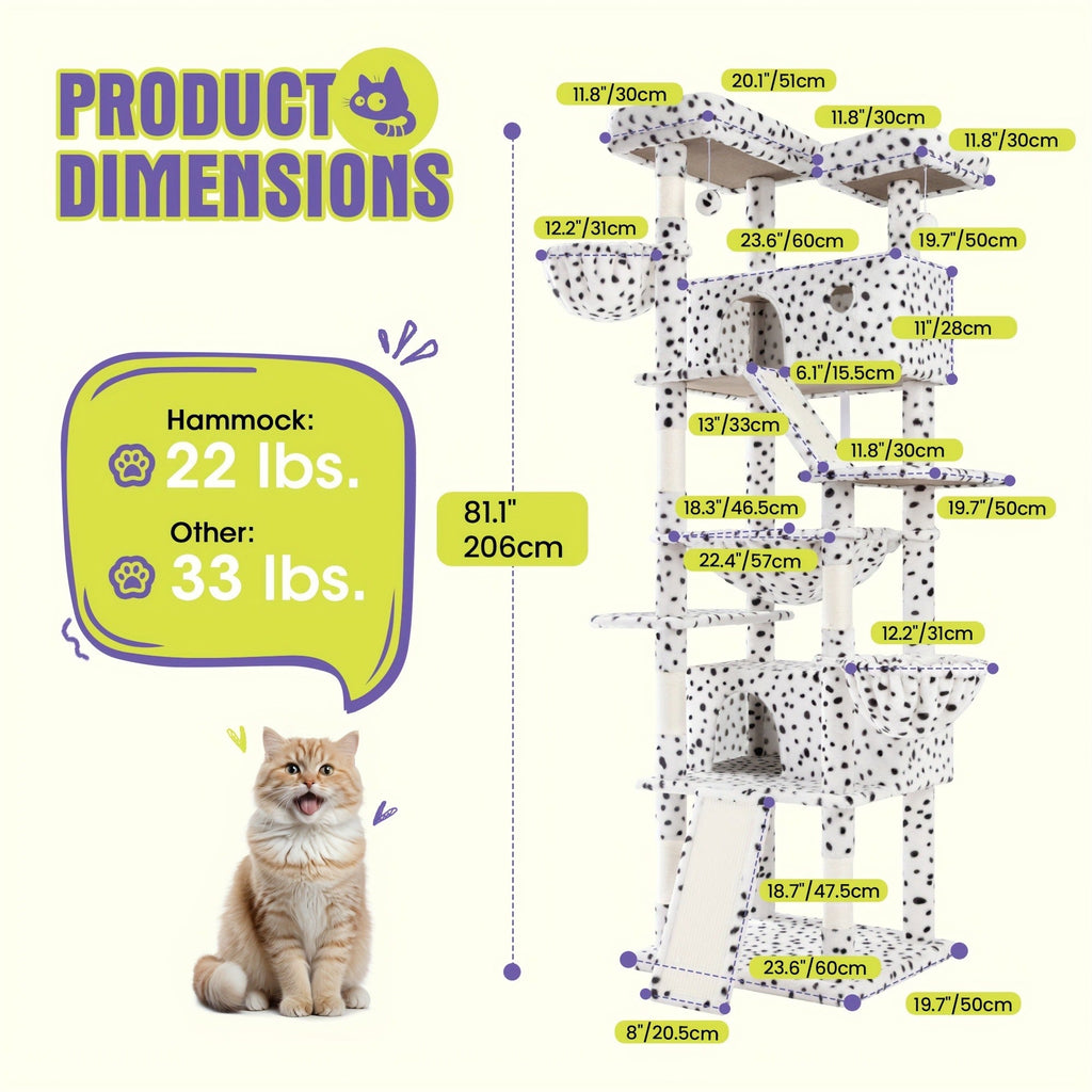 Cat Furniture with Sisal Scratching Posts, Plush Perches, Hammock, Basket & Corner Condo Cave, Hanging Toys & Climbing Ramp, Multiple Sizes & Colors | Cat Tree - product image 8