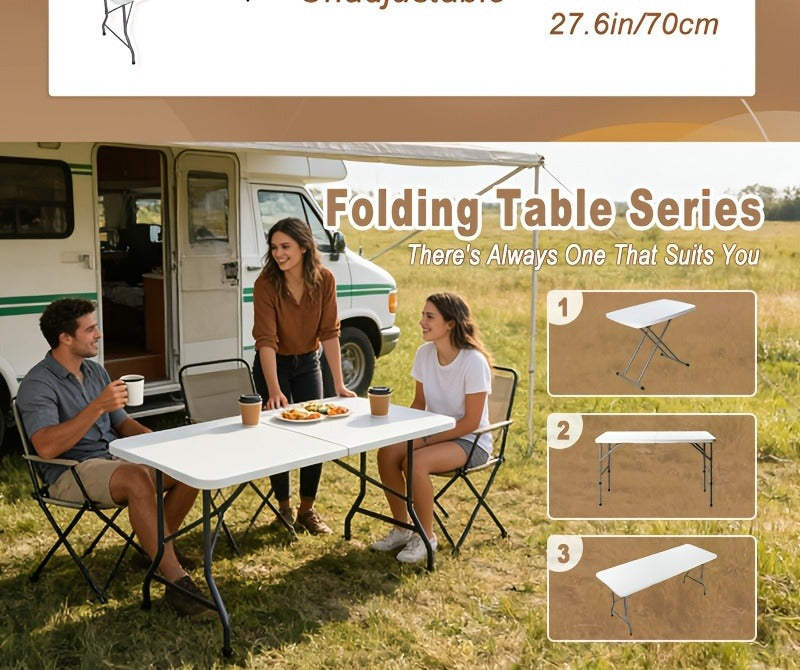 Folding Picnic Table Travel-friendly Plastic Camping Table Indoor Outdoor with Carrying Handle Lock 4FT 6FT Featherlight Fold Up Dining Table for Camping - product image 18