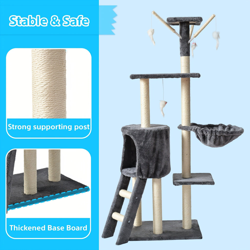 Cat Tree Tower Multi-Level with Cat Bed, Condo & Sisal Scratching Post – 3 or 4 Tier Indoor Cat Tree for Large Cats, Kitten & Senior Cats, Sleek Cat Furniture - product image 6