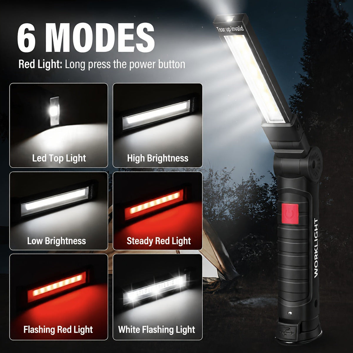 10 Pack – COB LED Work Light, 1000 Lumen Rechargeable Portable Hanging Camp Lamp with Built-In Battery, 200M Range for Camping, Yard, Party & Vehicle - product image 19