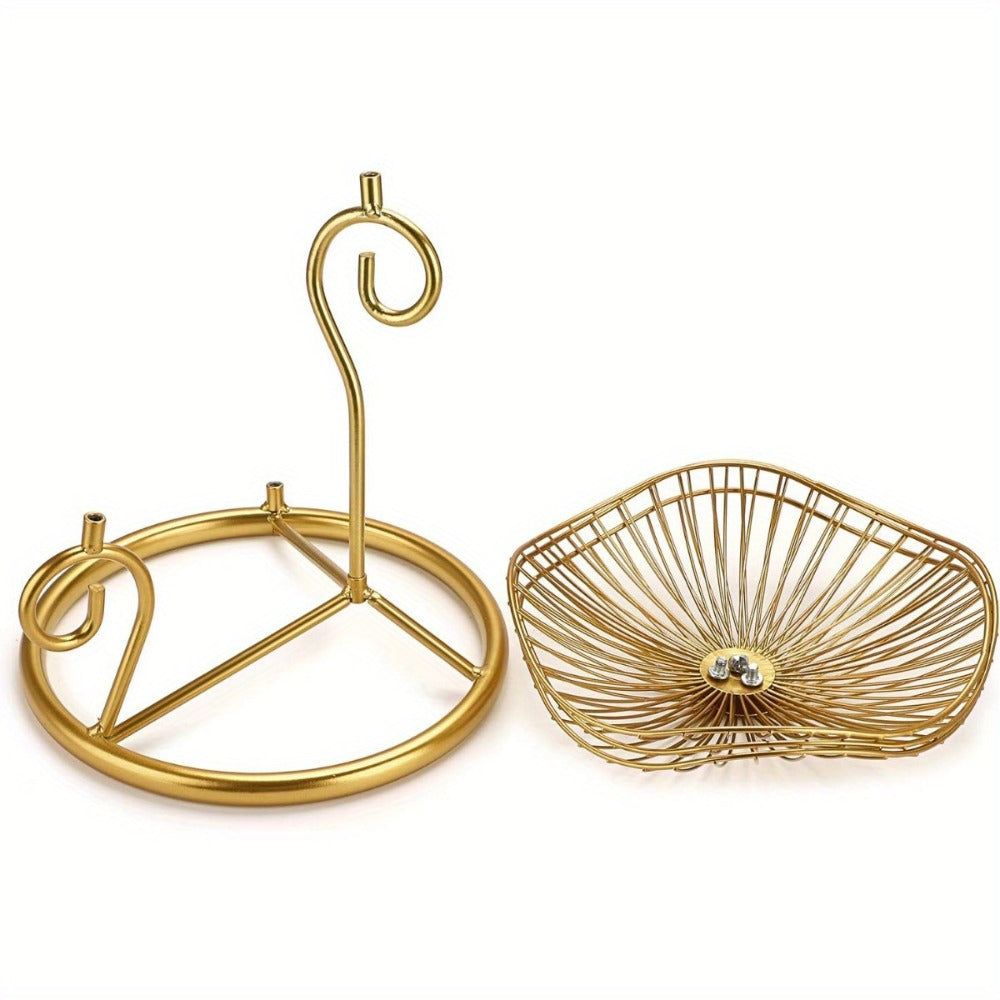 Fruit Basket Stand 3-Tier Decorative Iron Metal Wire Fruit Bowl with Lotus Leaf Design, Countertop Holder for Fruits Vegetables Bread Snacks, Modern Home Kitchen Table Centerpiece  - product image 7