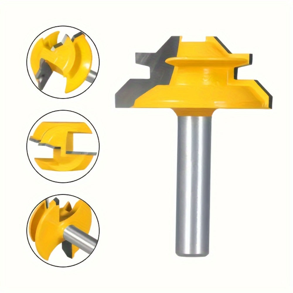 Locking Miter Router Bit Set 3 Piece 45 Degree 1/4 Inch Shank Carbide Woodworking Joinery Box Joint Corner Bits for Router Table - product image 2