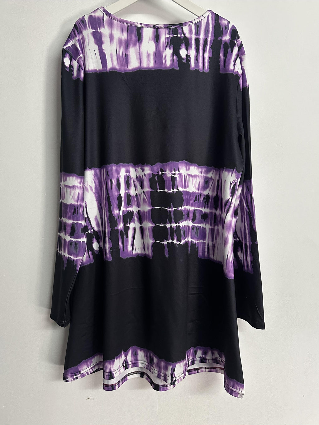 Plus Size, Plus Size Boho Top, Women's Plus Tie Dye Arabesque Print Long Sleeve Round Neck Slight Stretch Tunic Top - product image 12