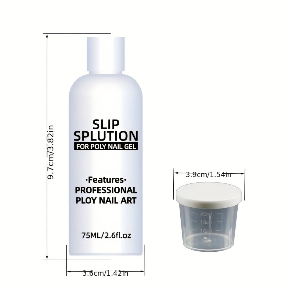 Poly Gel Slip Solution 75ml 2.6oz with Container – Anti-Stick Liquid for Poly Nail Extension Gel Application, Smooth Sculpting & Shaping Tool for Salon & Home Nail Art Beginners &  - product image 3