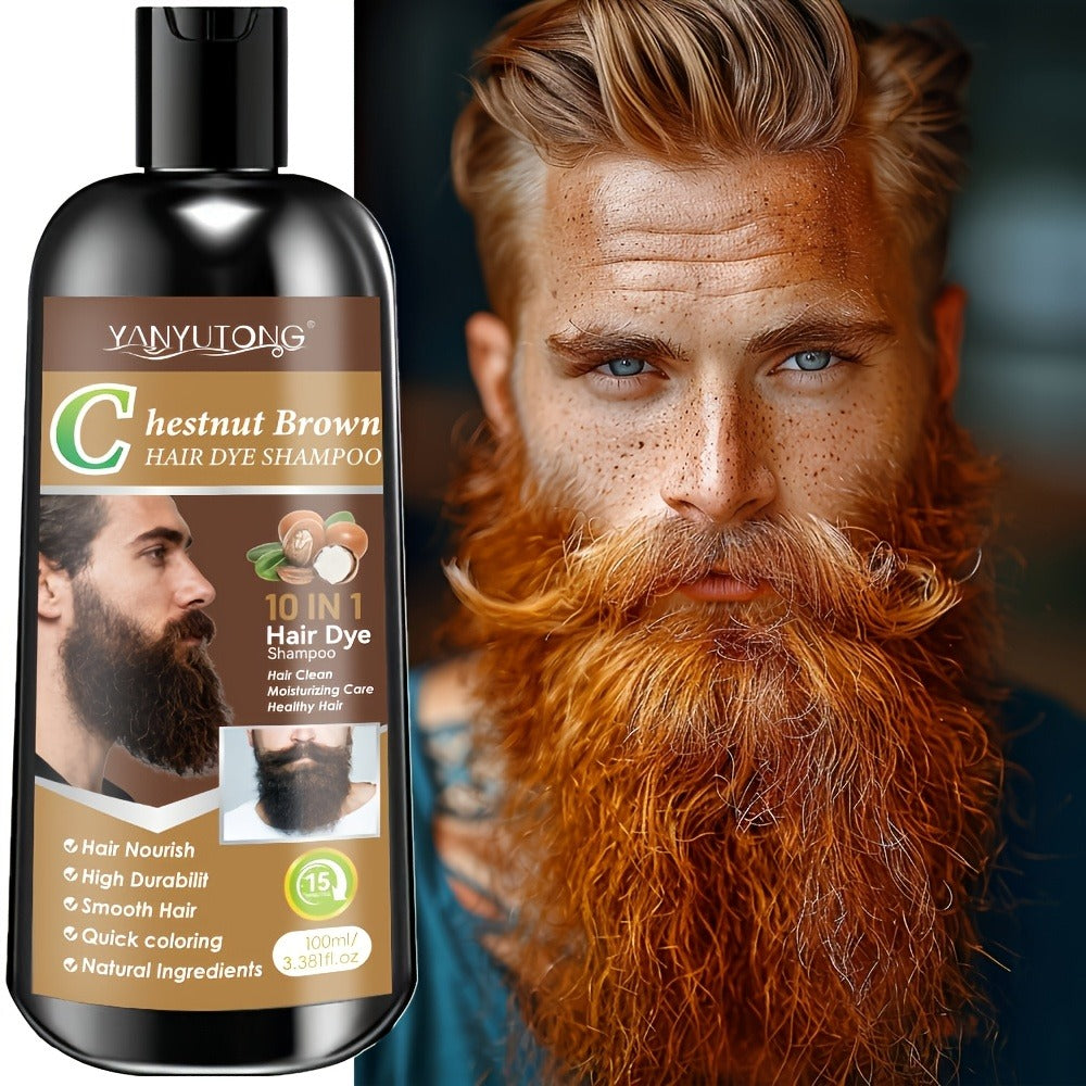 Color Shampoo for Beard & Hair — Natural Plant Dye Formula, Ammonia-Free Quick Gray Coverage, Gentle Scalp-Safe Conditioning Hair Color Shampoo | 3.38oz | Black, Dark Brown & Chest - product image 2