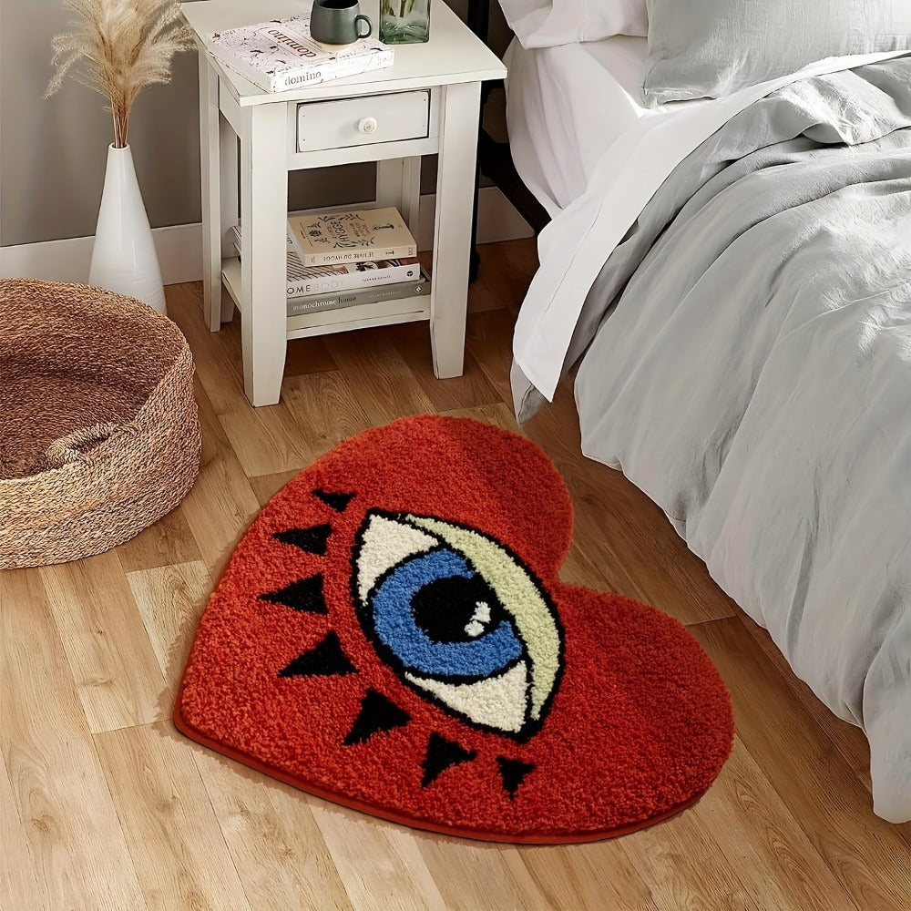 Eye Pattern Heart Shaped Bathroom Mat Plush Non-Slip Absorbent Bath Rug 20x24 inch Valentine Home Decor - product image 6