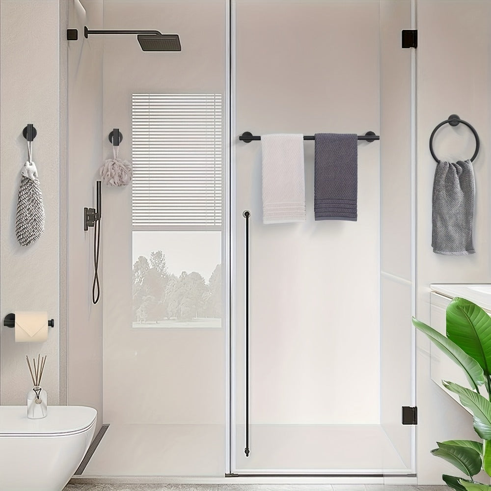 5-Piece Bathroom Hardware Set SUS304 Stainless Steel 24" Towel Bar Towel Ring Toilet Paper Holder Robe Hooks Black Silver Gold - product image 5